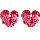 Solighter Artificial Drip Oil Butterfly Flower Earrings for Women Bohemian Butterfly Orchid Flower Stud Earrings Bridal Party Jewelry