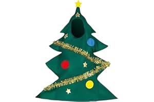 Toddler Christmas Tree 𝘾𝙤𝙨𝙩ume for Kids Girls Sparkly Christmas Tree Shape Sleeveless Dress Onesie Cosplay Dress Up