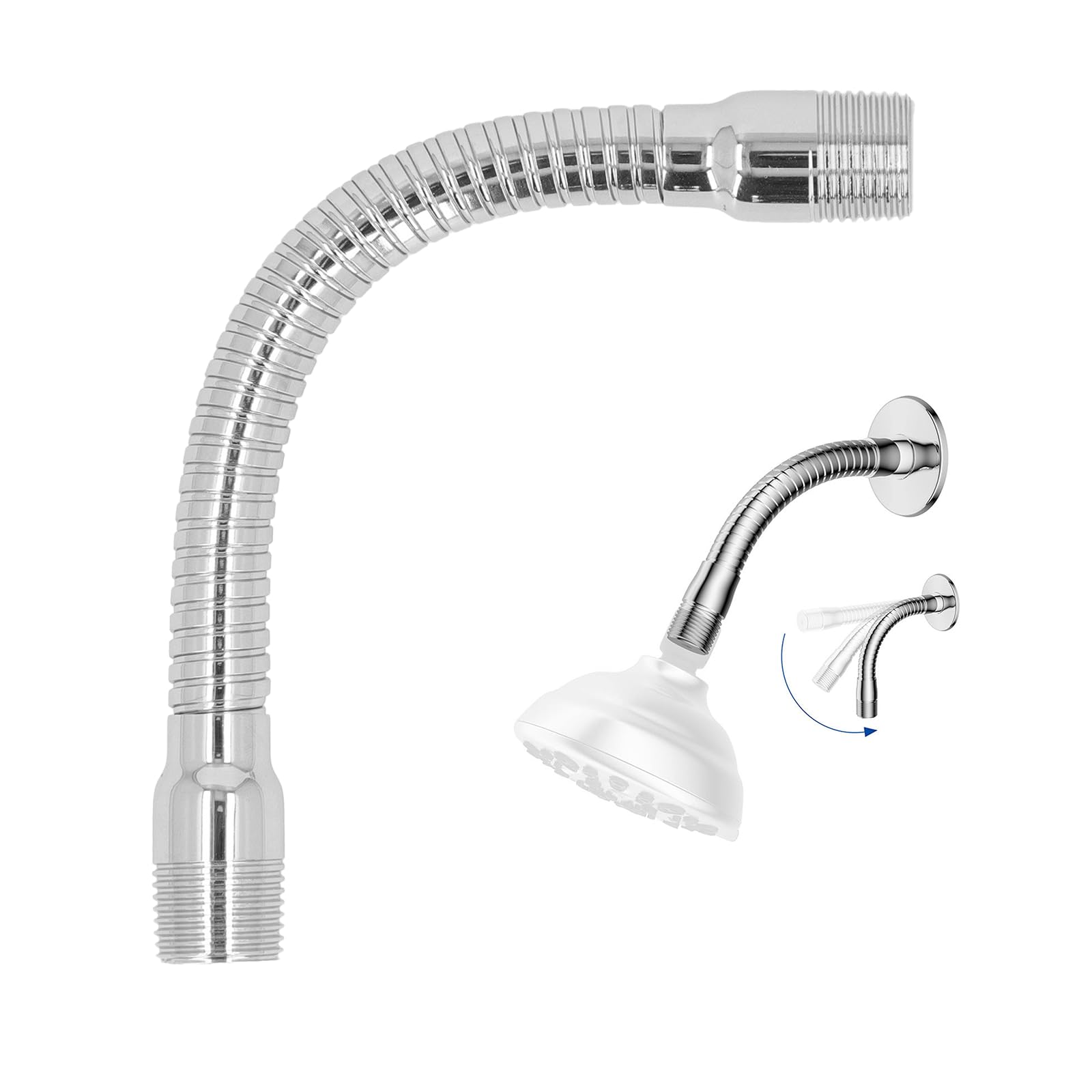 Photo 1 of Topyond Adjustable Shower Head Extension Arm, Rotating Swiveling Shower Head with Flange, Comfortable Shower Faucet Hose, Bathroom Spa Use