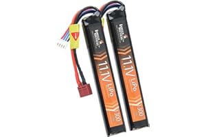 Lancer Tactical Two Pack of LiPo Airsoft Battery 11.1V 1300mAh 15C/20C Stick - Tamiya/Dean Connector, Designed for Airsoft M4 (Includes Safety Charging Bag) (1300mAh 20C Stick - Dean Connector X2)
