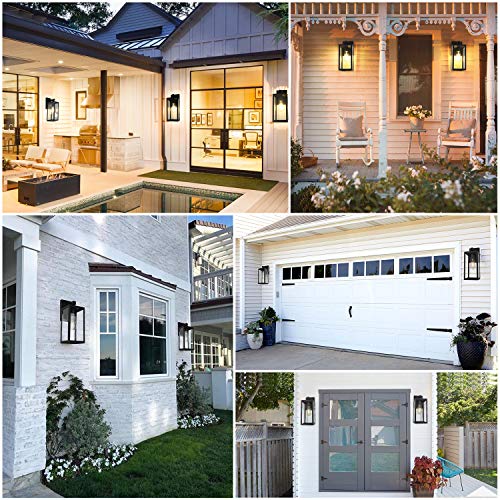 Dusk to Dawn Sensor Outdoor Wall Sconce, Exterior Wall Lantern Fixture with E26 Base Socket, Wall Mount Lights Anti-Rust Waterproof Matte Black Wall Lamp with Clear Glass Shade for Garage, Doorway