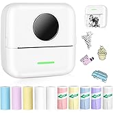 Mini Pocket Bluetooth Printer-Portable Thermal Printer with 10 Roll Papers for Journal/DIY Scrapbook/Travel/Notes/Lists/Label/Memo, Receipt Printer for Children Women Gifts Kids Christmas IOS&Android
