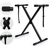 The ONE Single-X Keyboard Stand, Pre-Assembled X-Style Keyboard Stand with Locking Straps &amp; Quick Release Mechanism, Adjustable Piano Stand