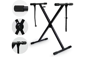The ONE Single-X Keyboard Stand, Pre-Assembled X-Style Keyboard Stand with Locking Straps & Quick Release Mechanism, Adjustable Piano Stand