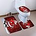 Flower Tiger Merry Christmas Snowman Bath Mat Set,3 Piece Bathroom Mats Set Non-Slip Bathroom Rugs/Contour Mat/Toilet Cover (Santa Claus with Present)