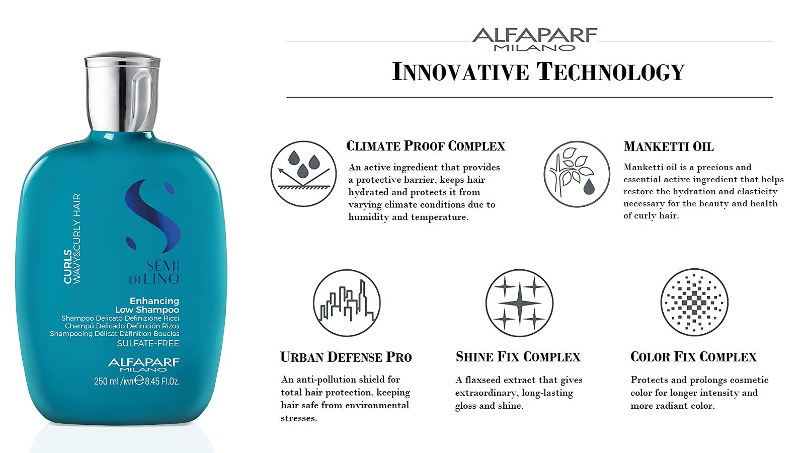 Alfaparf Milano Semi Di Lino Curls Enhancing Sulfate Free Shampoo (8.45 oz) and Conditioner (6.76 oz) - for Wavy and Curly Hair - Reduces Frizz - Protects Against Humidity - Vegan-Friendly Formula