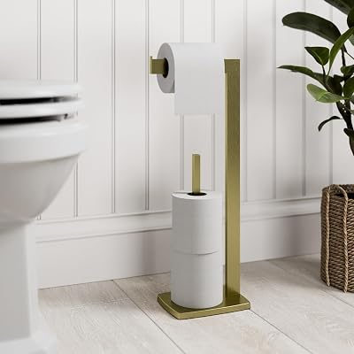 Architeckt Brushed Brass Freestanding Toilet Roll Holder