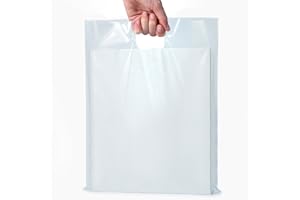CHOICE MARTS 100 Clear Bags With Handles 12"x15" Great For Merchandise Retail and Shopping 2 Mil Thick Plastic Gift Bags With Handles