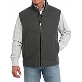 Cinch Western Vest Mens Wooly Bonded Western Yokes Charcoal MWV1909002