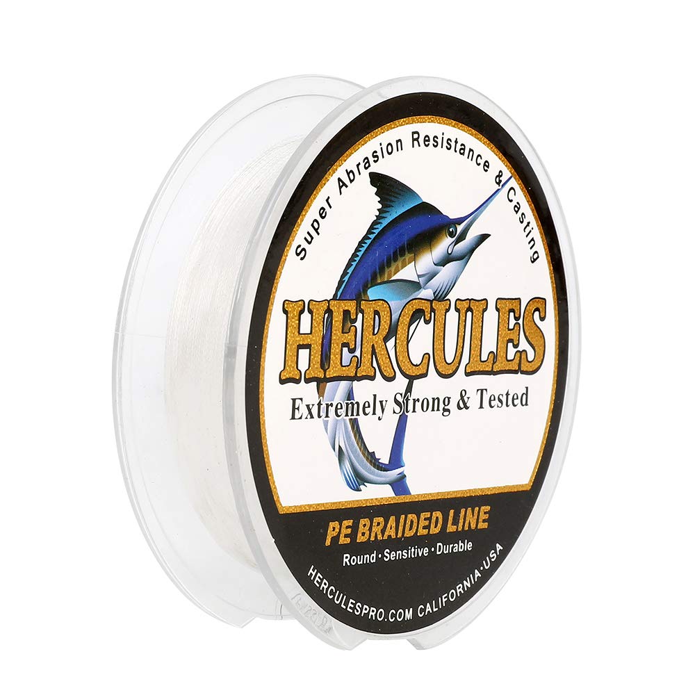 Hercules Super Strong 100M 109 Yards Braided Fishing Line 30 LB Test for Saltwater Freshwater PE Braid Fish Lines 4 Strands - White, 30LB (13.6KG), 0.28MM — image 1