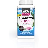Charcocaps Fast Acting Gas Relief for Bloating &amp; Flatulence, Drug Free Detoxifying Activated Charcoal Formula, 100 Capsules, 30 Day Supply, Pink