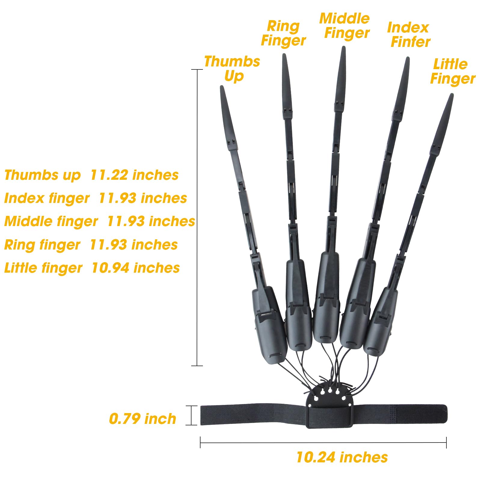 NICENICY New Articulated Finger Extensions With Protective Glove, Halloween Fingers With Fingernails, Long Claw With Gloves, Scary and Flexible Skeleton Claws Hands (Black+Black Nail)