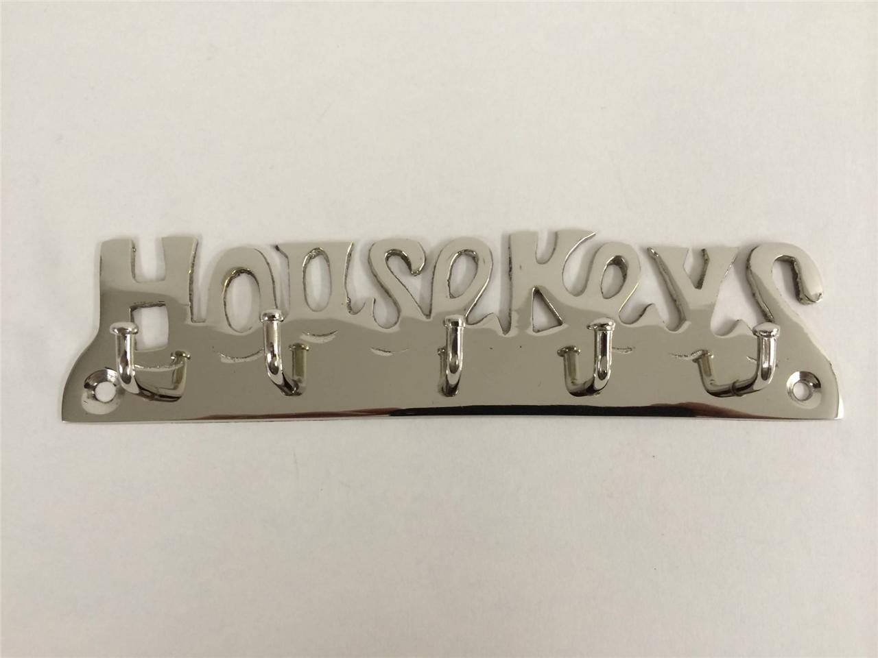 Chattels Shiny Nickel Plated Solid Brass House Keys Key Hook 5 Hooks Wall Mounted Holder Rack Including fixings