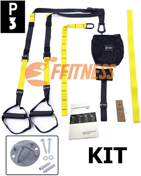 Fitness FSSSPXMG Kit Suspension Strap Correas de entrenamiento de resistencia + Soporte de anclaje de acero reforzado Trainer Nylon Band: Amazon.es: Deportes y aire libre