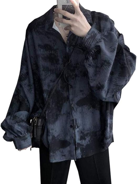 Amazon Yunhen メンズ シャツ 長袖 ゆったり ワイシャツ ドルマンスリーブ オーバーサイズ カジュアルシャツ ストリート系 ファッション シャツ 通販