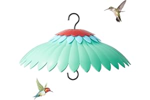 Beserie Squirrel Baffle for Hanging Bird Feeder Rain Cover for Outside Weather Guard Protect Feed from Sun Red Dome Attract Hummingbirds, Moat Proof, Easy to Clean-14inch Green