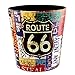 WOLFBUSH Waste Bins, European Style Retro PU Leather Wastebasket Paper Basket Trash Can Dustbin Garbage Bin Without Lid - 66 Route Pattern