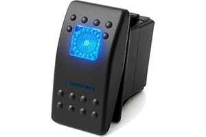 MGI SpeedWare 1-Pack Marine Rocker Switch with Illuminated LED, 20A 12vDC, SPDT Latching ON/Off/ON - Blue