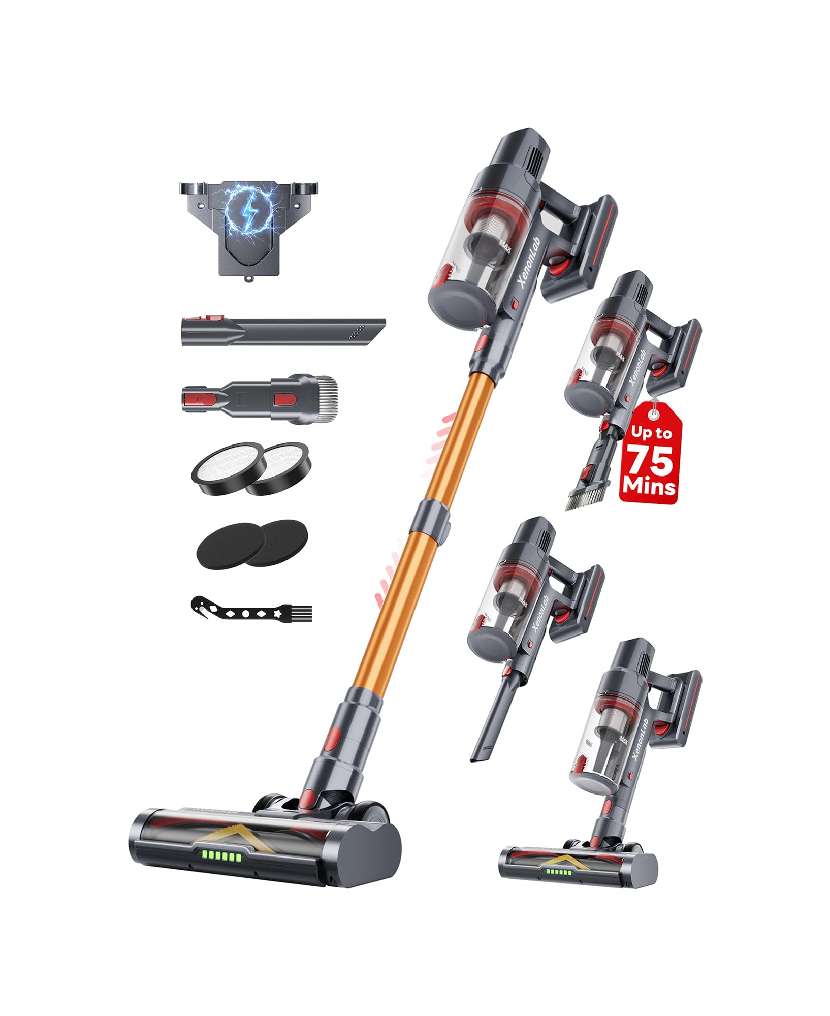 Photo 1 of XenonLab Cordless Vacuum Cleaner, 75Mins/55KPa/650W Self-Standing Stick Vacuum Cleaners for Home, Rechargeable, Lightweight, Anti-Static&Anti-Tangle Brush, for Hard Floor, Carpet, Hardwoods, Pet Hair