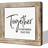 Inspirational Wood Sign Decor, Kitchen Home Decoration, Desktop Decor, Wooden Box Signs for Home Decors, Housewarming Gift, Together is Our Favorite Place to Be Sign 5.9×5.9×0.7inches