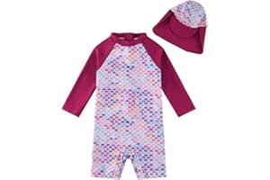 upandfast Baby/Toddler Girls Sunsuit Swimsuit with Snap Bottom UPF 50+ Infant One Piece Rashguard Swimwear