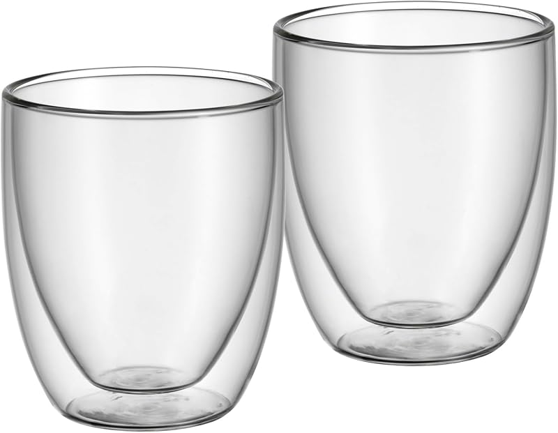 Kult doppelwandige Cappuccino Gläser Set 2-teilig, doppelwandige Gläser 250ml, Schwebeeffekt, Thermogläser, hitzebeständiges Teeglas, Kaffeeglas