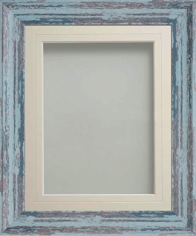 Frame Company Lynton Rustic Blue Photo Frame with Ivory V-Groove Mount, 9x7 for 8x6 inch, fitted with perspex — image 1
