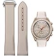 Danxancy Bands for Moonswatch Watch,Curved End Rubber Watch Strap Deployment Buckle Compatible with Omega X Swatch Moonswatch Speedmaster Watch Replacement Band for Men Women