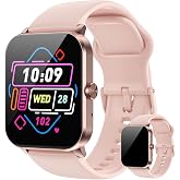 Smart Watch for Men Women,1.85" HD Touchscreen, Bluetooth Calls/Notifications, Fitness Watch with Heart Rate/Sleep Monitor, 120+ Sports Modes, IP68 Waterproof Smartwatch for Android/iOS (Pink)