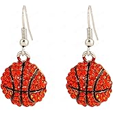 Baseball Earrings for Women Basketball Soccer Rugby Rhinestone Hollow Sport Fan Jewelry Game Day Gifts