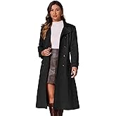 Allegra K Long Faux Suede Jacket Women Fall Winter Trench Coat with Pockets Belt Double Breasted Pea Coat Overcoat