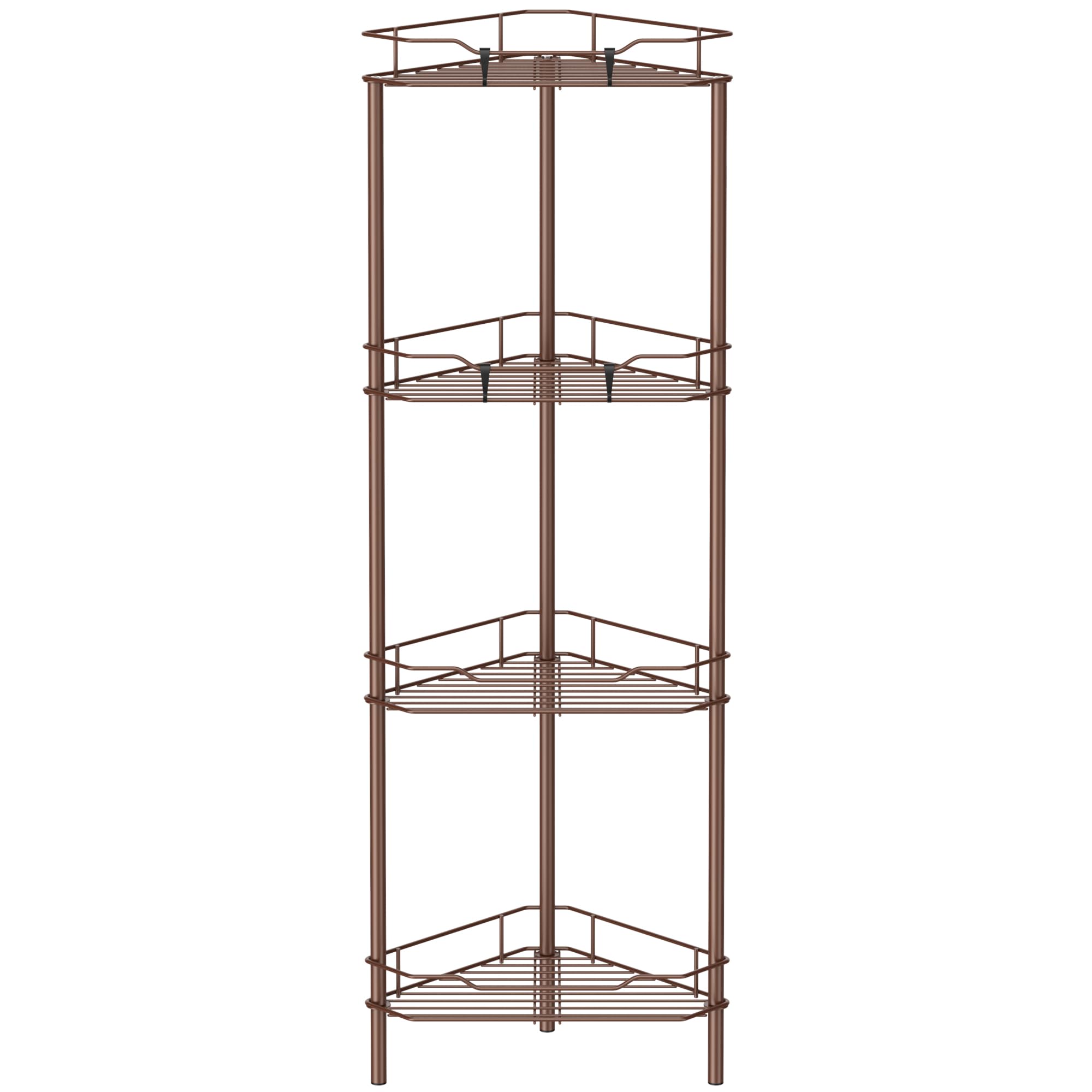 Photo 1 of **********MISSING PARTS*******
HuggieGems 4 Tier Floor Standing Corner Shower Caddy Organizer Shelf with Hooks, Bathroom Shelves Stand Rack, Coffee