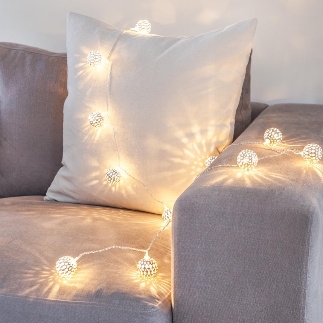 Lights4fun Indoor Moroccan Tangier String Fairy Lights 16 Warm White LEDs Plug in with Rocker Switch 3m
