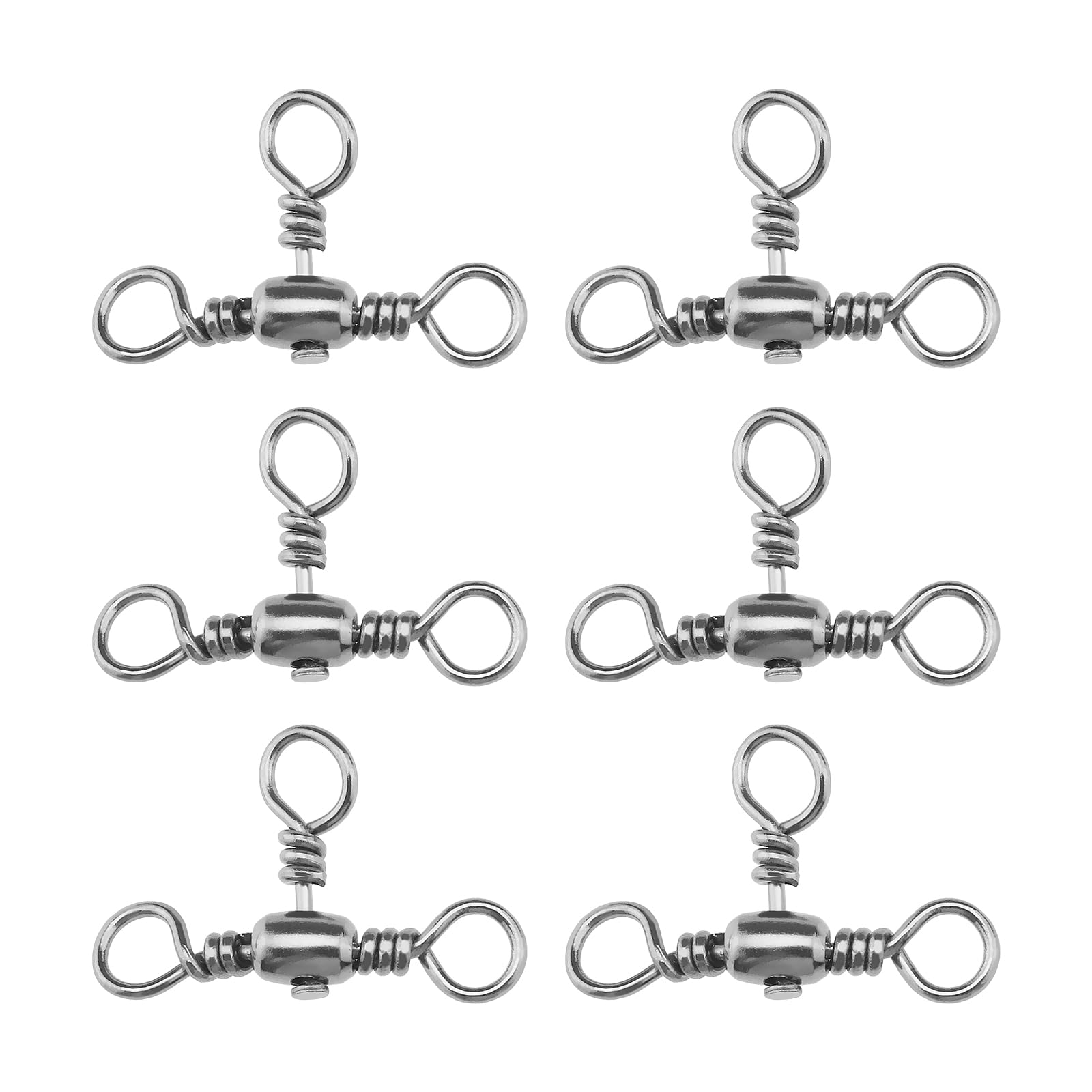VGOL 80Pcs Trident Ring Fishing Tackle Connector Stainless Steel Fishing 3-Way Swivel Accessories for Boat Trolling Shore Cast Fishing Boat Trolling