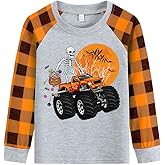 Boys Girls Halloween Shirts Pumpkin Truck Tees Ghost Jack-o '-Lantern Long Sleeve Monster Truck Skeleton T-Shirt 1-7T