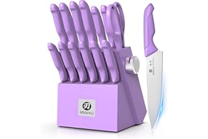 imarku Kitchen Knife Set, Sharp Knife Set with Built-in Sharpener, Japanese Stainless Steel Knife Set with Block and Non-Slip