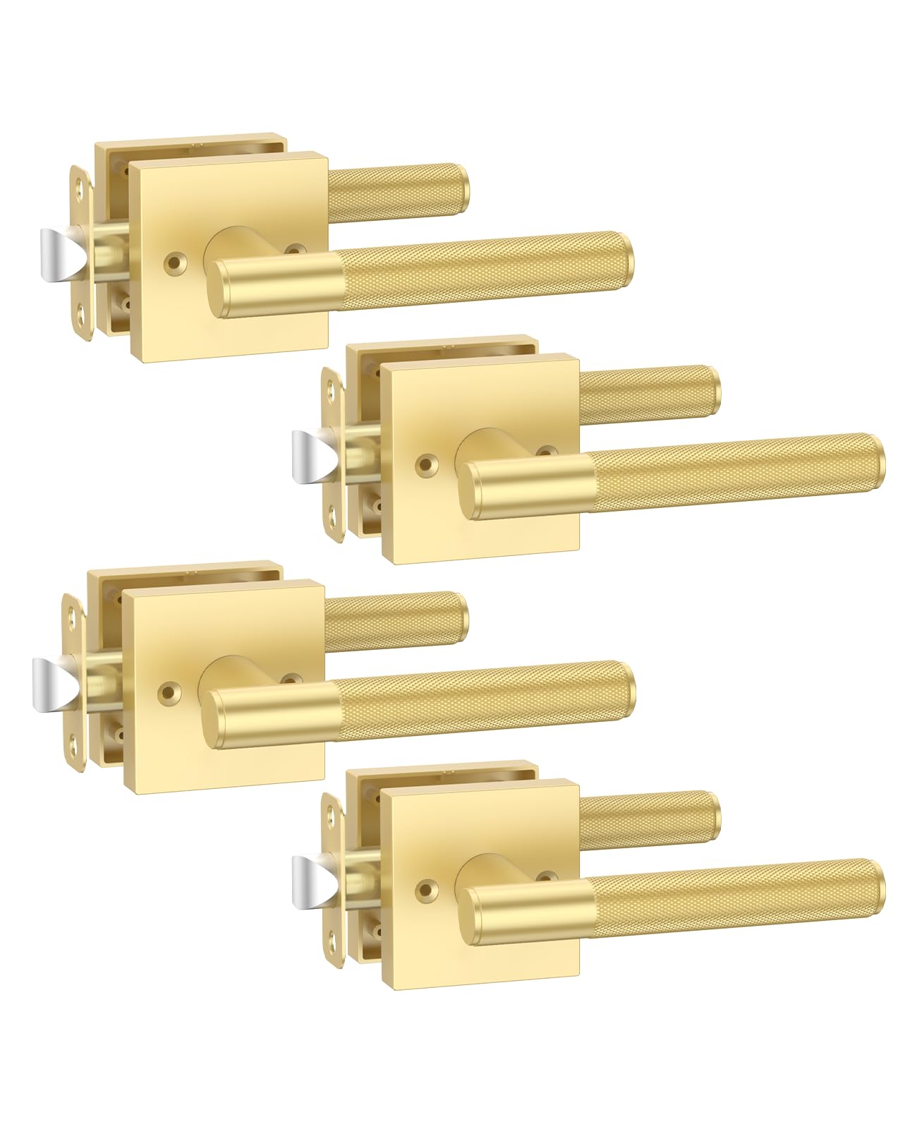 Photo 1 of Asidrama 4 Pack Passage Gold Door Handles, Door Lever with Door Knobs Indoor for Bedroom or Bathroom, Heavy Duty Brushed Gold Door Handles Interior with Locks for Left Right Sided Doors