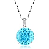 YIFISIY Rose Necklaces for Women, 925 Sterling Silver Rose cut Birthstone Pendant Octagonal Flower Jewelry Gifts for Her