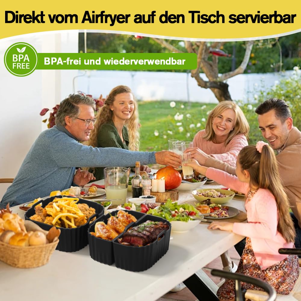 3 Stück Silikonform Heißluftfritteuse für Russell Hobbs Air Fryer XXL 8L (27170-56) / 8,3L (27632-56), Airfryer Silikonform Wiederverwendbare Luftfritteuse Einsätze Backform, spülmaschinenfest 4