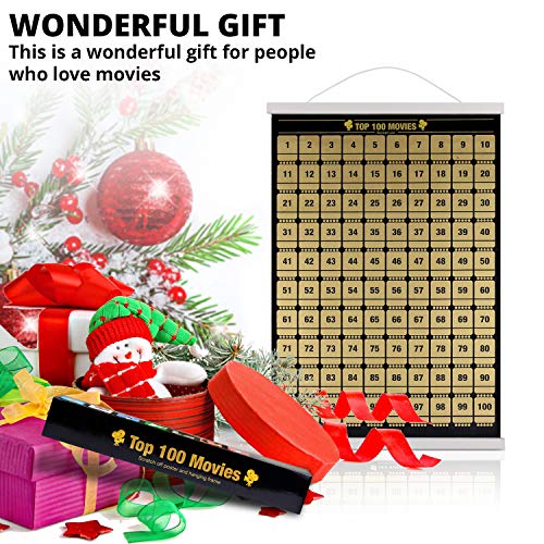 100 Movies Scratch Off Poster with Hanging Frame 17" (White) Iconic