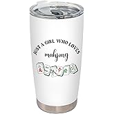 BEHIFL Mahjong Lover Gifts Tumbler, Mahjong Tiles Accessories Stainless Steel Tumbler with Lid and Straw 20oz, Gifts for Mah Jong Players Lovers Travel Coffee Cup
