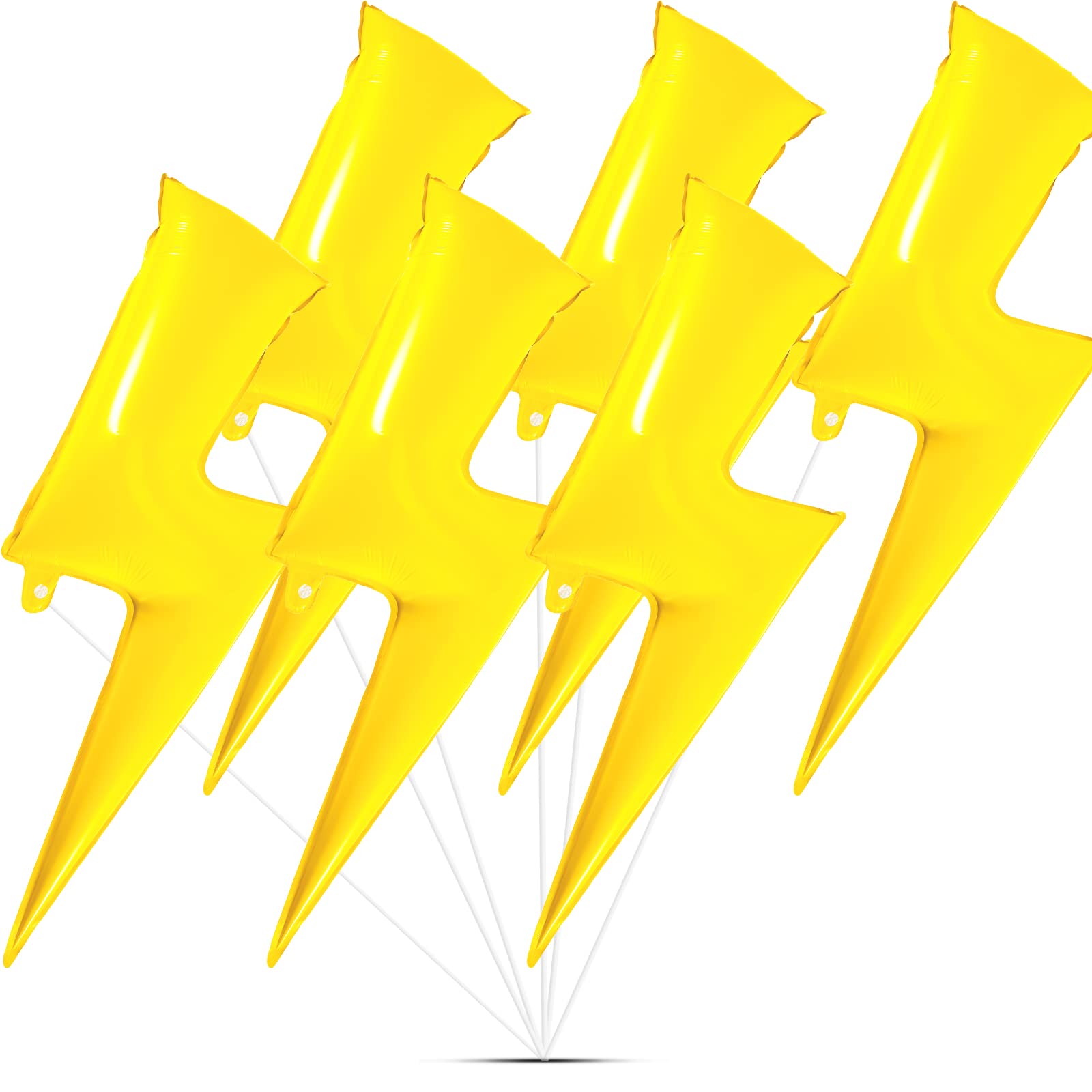 Photo 1 of Set of 6 Lightning Bolt Foil Party Balloons 45 Inch Flash Foil Lightning Bolt Shape Balloons Birthday Party Supplies for Wedding Decoration(Yellow)