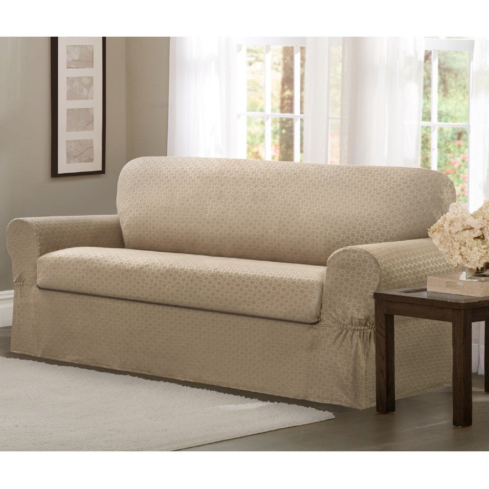 Amazoncom Maytex 2 Piece Conrad Slipcover Sofa Sand Home