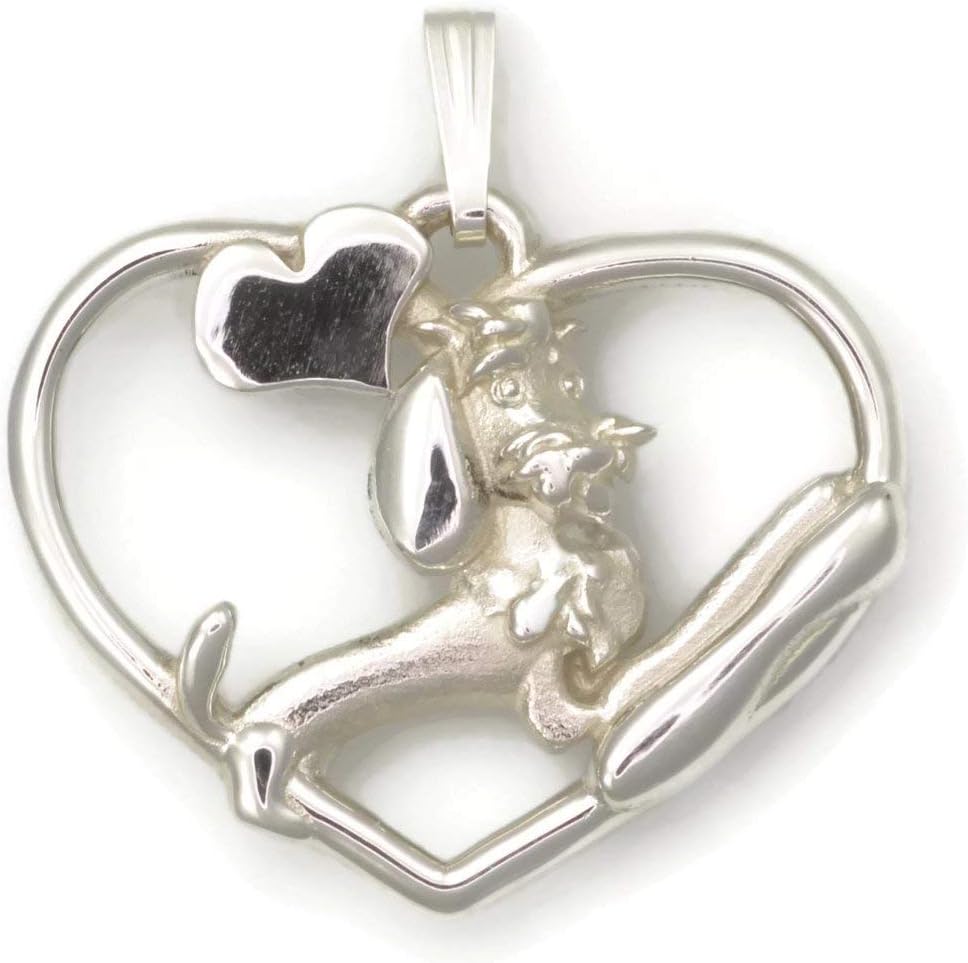 Sterling Silver Wire Haired Dachshund Necklace, Silver Wire Haired Dachshund Pendant fr Donna Pizarro's Animal Whimsey Collection
