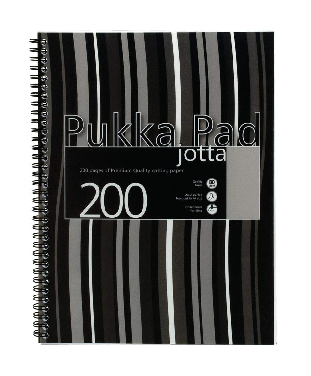 Pukka Pad Jotta Notebook Wirebound Plastic Punched 200pp 80gsm A4 Black Stripes Ref JP018-5 [Pack 3]