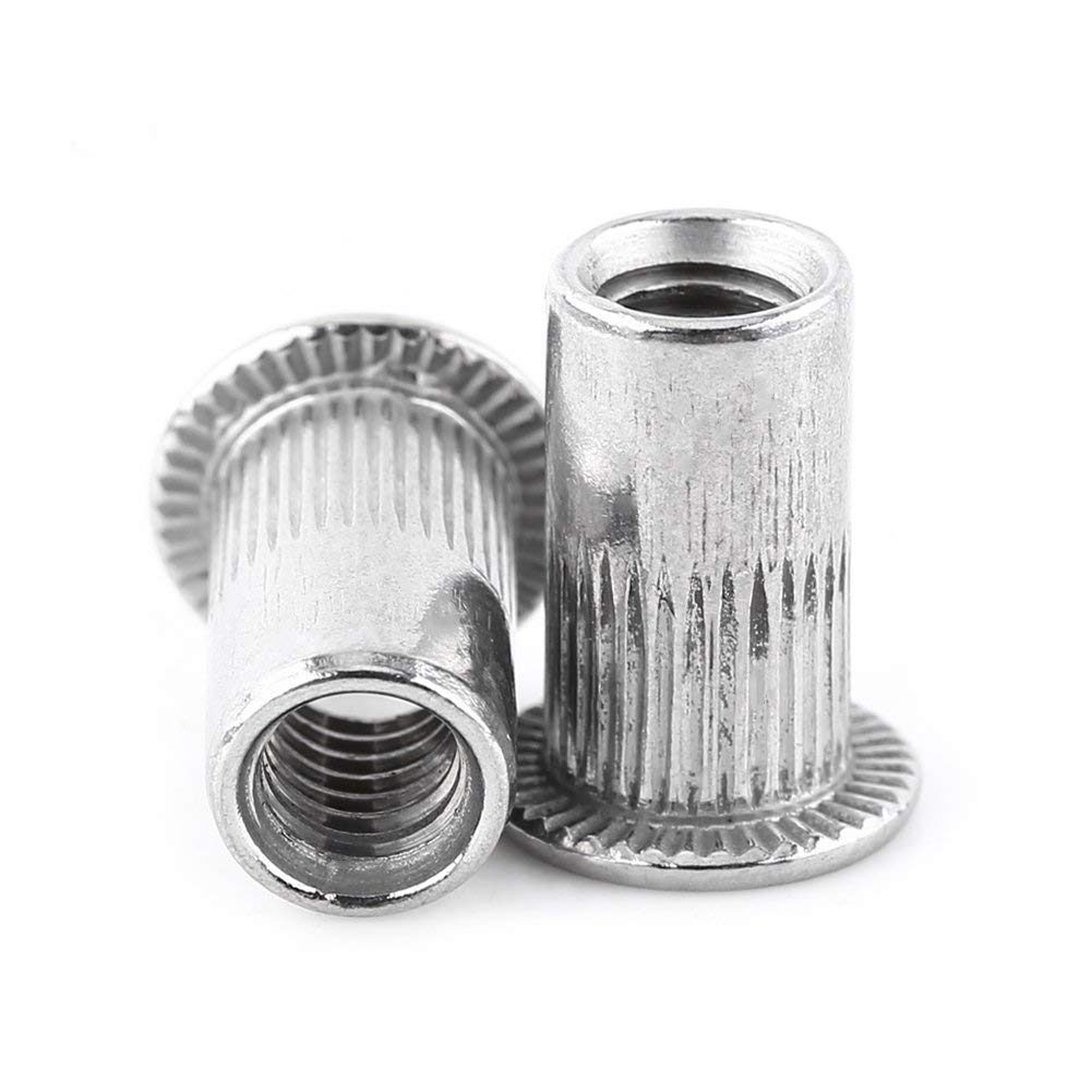 Blind Rivet Nut Insert Stainless Steel Rivnut Nutsert Screw Flat Head Metric Threaded M3/M4/M5/M6/M8 (M4)
