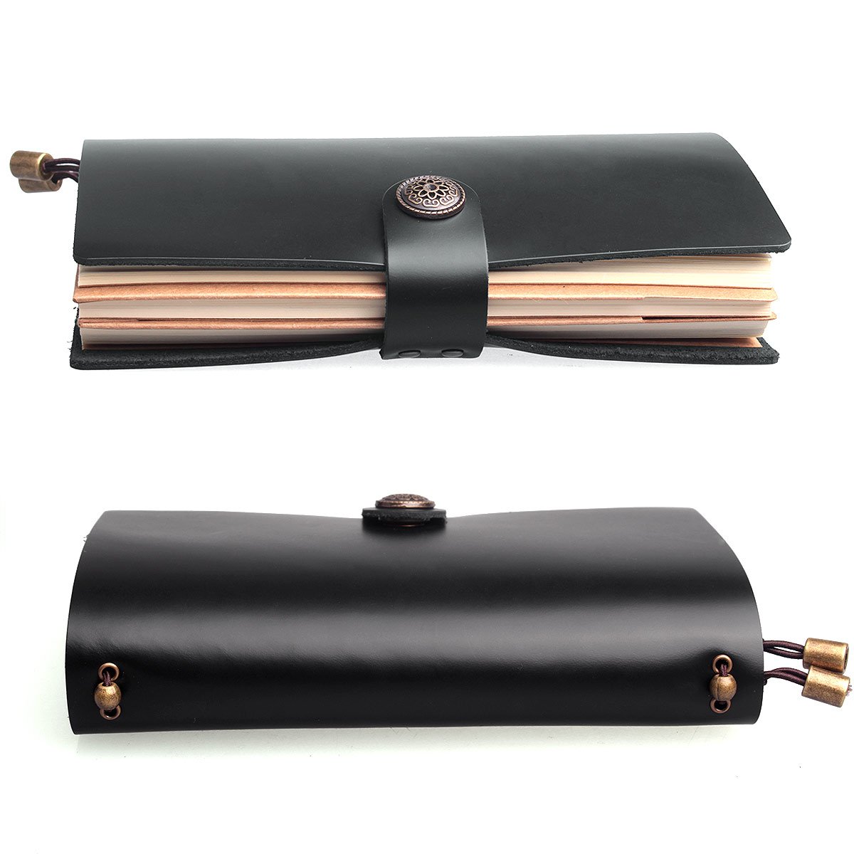 AYOUYA Leather Journal Writing Notebook Refillable Travellar Notebook Leather Notebook Paper Handmade Genuine Leather Writing Journal Diary 6.5 x 4 Inches, Perfect Gift for Art Sketchbook (black)