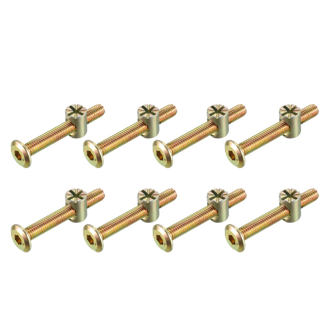 sourcing map M6x45mm Furniture Bolt Nut Set Hex Socket Screw with Barrel Nuts for Beds Headboards Chairs 8 Sets