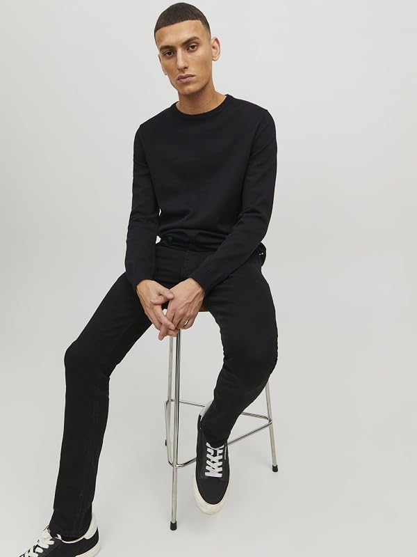 Jjebasic Knit Crew Neck Noos Felpa, Nero (Navy Blazer), M Uomo