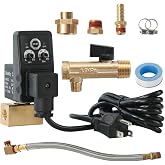 Automatic Electronic Tank Drain Kit, 1/4" NPT Timer Operated Compressor Air Drain Valves with 1/4" flexible Braided Steel Tube and Ball Valve Strainer 1/2" x 1/4" MNPT